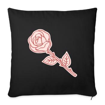 Illustration d’art en ligne Coral Rose - Housse de coussin décorative 45 x 45 cm - noir - Devant