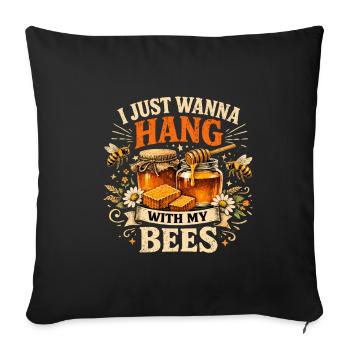 Je veux juste traîner avec mes abeilles Pot à miel - Housse de coussin décorative 45 x 45 cm - noir - Devant