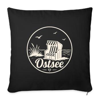 Ostsee Strandkorb Meer Küsten liebe - Sofakissenbezug 45 x 45 cm - Schwarz - Vorne