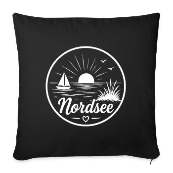 Nordsee Segelboot Möwe Sonnenuntergang - Sofakissenbezug 45 x 45 cm - Schwarz - Vorne