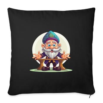 Nain joyeux au pupitre - Housse de coussin décorative 45 x 45 cm - noir - Devant