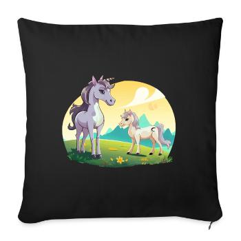 Les licornes au Sonnenfeld - Housse de coussin décorative 45 x 45 cm - noir - Devant