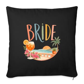 Équipe Mariée ! Palmiers et queues de coc - Housse de coussin décorative 45 x 45 cm - noir - Devant