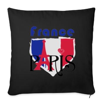Paris Bleu Rouge et Cœur - Eiffel - Housse de coussin décorative 45 x 45 cm - noir - Devant