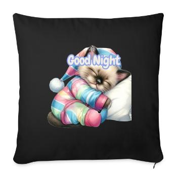 Pastel Kitten Good Night - Sofa pillowcase 17,3'' x 17,3'' (45 x 45 cm) - black - Front