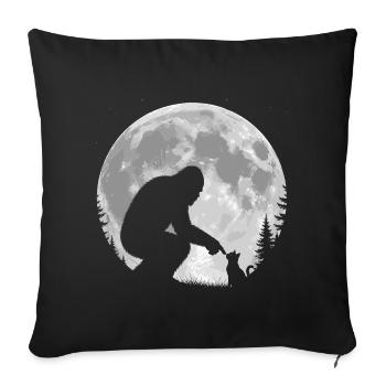 Bigfoot, Cat, Moon, Full Moon, Kitten - Sofa pillowcase 17,3'' x 17,3'' (45 x 45 cm) - black - Front