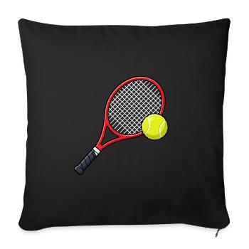 Raquette de tennis avec balle de tennis - Housse de coussin décorative 45 x 45 cm - noir - Devant