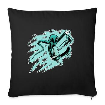 Skateur à capuche en mode comète - Housse de coussin décorative 45 x 45 cm - noir - Devant