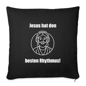 Lustiges Jesus T-Shirt Rock Musik & Glaube  - Sofakissenbezug 45 x 45 cm - Schwarz - Vorne