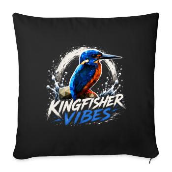Conception des oiseaux Kingfisher Vibes - Housse de coussin décorative 45 x 45 cm - noir - Devant