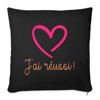 Succès - Français - Housse de coussin décorative 45 x 45 cm - noir - Devant