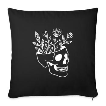 Plante de crâne crâne botanique en pot de succulente - Housse de coussin décorative 45 x 45 cm - noir - Devant