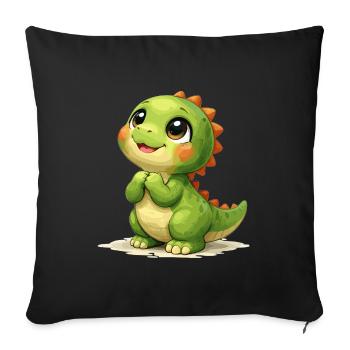 Cute dino looking at mom: dinosaur motif - Sofa pillowcase 17,3'' x 17,3'' (45 x 45 cm) - black - Front