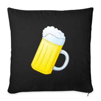 Chope à bière - Housse de coussin décorative 45 x 45 cm - noir - Devant