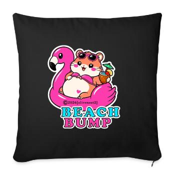 Beach Bump Summer Pregnancy Flamingo Sticker Fun - Sofa pillowcase 17,3'' x 17,3'' (45 x 45 cm) - black - Front