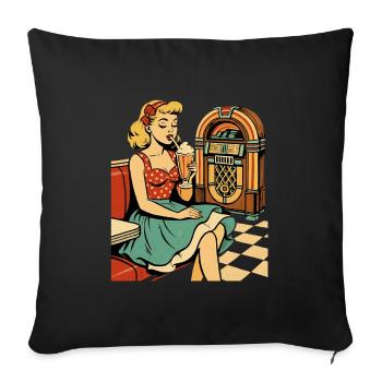 Retro 50s Diner Pin-Up Girl Milchshake Poster - Sofakissenbezug 45 x 45 cm - Schwarz - Vorne
