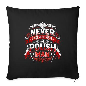 Ne jamais sous-estimer un Polonais – Polen Spruch - Housse de coussin décorative 45 x 45 cm - noir - Devant