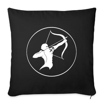 Signe astrologique du sagittaire (blanc) - Housse de coussin décorative 45 x 45 cm - noir - Devant