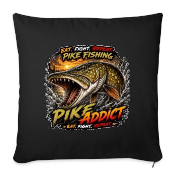 Pike Fishing Addict T-Shirt - Sofakissenbezug 45 x 45 cm - Schwarz - Vorne