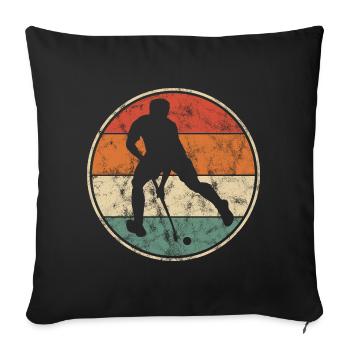 Vintage Hockey Feldhockey Hallenhockey Männer - Sofakissenbezug 45 x 45 cm - Schwarz - Vorne