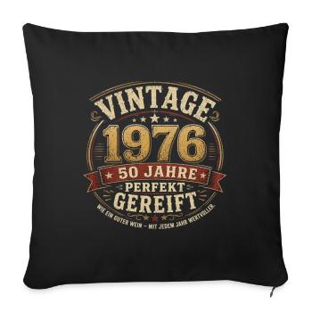 Vintage 1976 – 50 Jahre Gereift - Sofakissenbezug 45 x 45 cm - Schwarz - Vorne