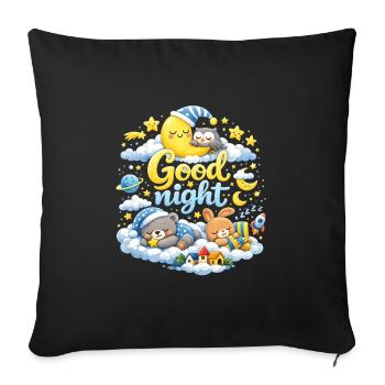 Good Night Kids Sleepy Moon T-Shirt Design - Sofakissenbezug 45 x 45 cm - Schwarz - Vorne