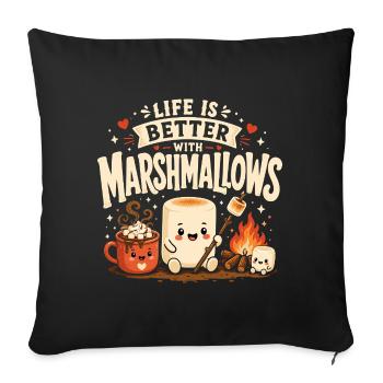 La vie est meilleure avec des guimauves - Housse de coussin décorative 45 x 45 cm - noir - Devant