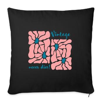 Vintage Blossoms Retro Pattern - Sofa pillowcase 17,3'' x 17,3'' (45 x 45 cm) - black - Front