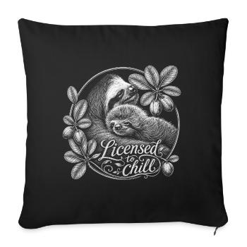 Faultier Mama & Baby – Licensed to Chill - Sofakissenbezug 45 x 45 cm - Schwarz - Vorne