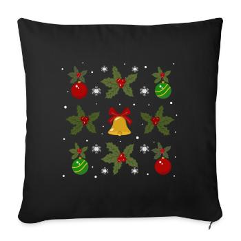 Winter motif of bells and baubles - Sofa pillowcase 17,3'' x 17,3'' (45 x 45 cm) - black - Front