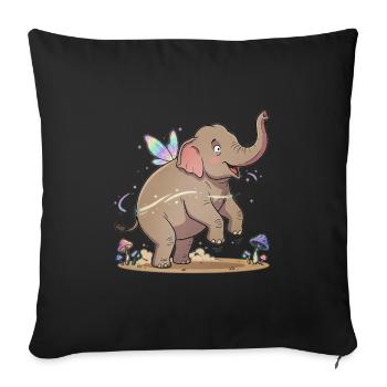 Joyful Elephant with Fairy Wings - Sofa pillowcase 17,3'' x 17,3'' (45 x 45 cm) - black - Front