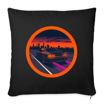 Retro JDM Sports Car Synthwave Cyberpunk T-Shirt - Sofa pillowcase 17,3'' x 17,3'' (45 x 45 cm) - black - Front