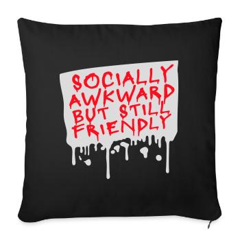 Diction socialement maladroite mais quand même amicale - Housse de coussin décorative 45 x 45 cm - noir - Devant