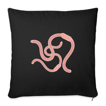 Vers de terre : Animaux de bande dessinée - Housse de coussin décorative 45 x 45 cm - noir - Devant