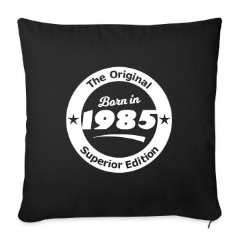 Né en 1985 Édition originale - Housse de coussin décorative 45 x 45 cm - noir - Devant