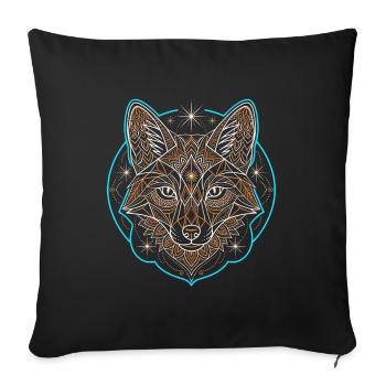 Geometric Fox Mandala Tattoo - Sofa pillowcase 17,3'' x 17,3'' (45 x 45 cm) - black - Front