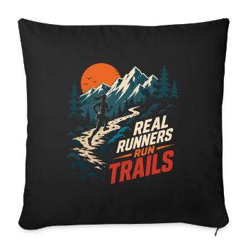 Real Runners Run Trails Mountain Sunset - Sofa pillowcase 17,3'' x 17,3'' (45 x 45 cm) - black - Front