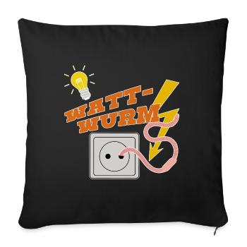 Worm, jeux de mots, humour, cadeaux drôles, père - Housse de coussin décorative 45 x 45 cm - noir - Devant