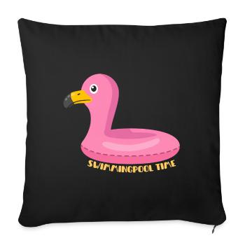 Flamingo Bouée Rose Piscine - Housse de coussin décorative 45 x 45 cm - noir - Devant