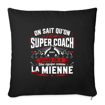 T-shirt Cadeau Super Coach Équipe - Housse de coussin décorative 45 x 45 cm - noir - Devant