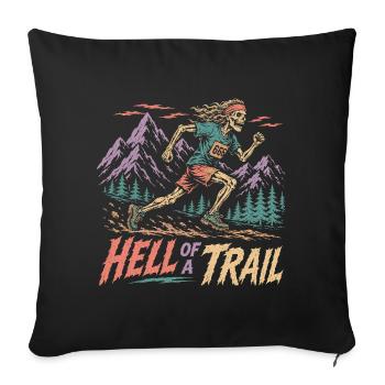 Course sur sentier - Un sacré sentier - Housse de coussin décorative 45 x 45 cm - noir - Devant