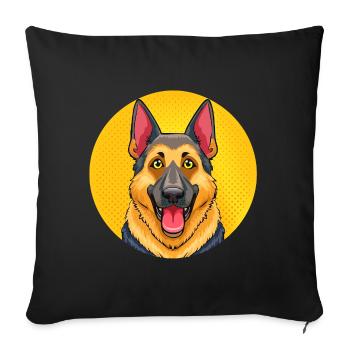 Chien de berger (Portrait comique) - Housse de coussin décorative 45 x 45 cm - noir - Devant