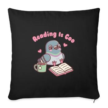 Cute Pigeon With Book Reading Is Coo - Sofa pillowcase 17,3'' x 17,3'' (45 x 45 cm) - black - Front