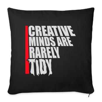 Les esprits créatifs sont rarement bien rangés Logo créatif drôle - Housse de coussin décorative 45 x 45 cm - noir - Devant