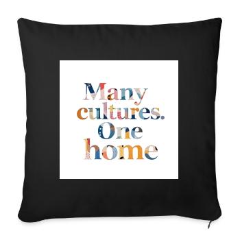 Many cultures one home - Sofa pillowcase 17,3'' x 17,3'' (45 x 45 cm) - black - Front