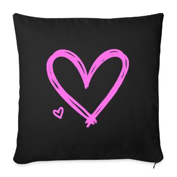 Cœur - Housse de coussin décorative 45 x 45 cm - noir - Devant