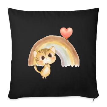 Watercolor kitten under the rainbow - Sofa pillowcase 17,3'' x 17,3'' (45 x 45 cm) - black - Front