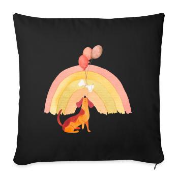 Cheerful dog with balloons - Sofa pillowcase 17,3'' x 17,3'' (45 x 45 cm) - black - Front