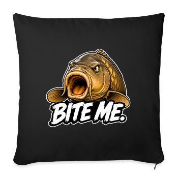 La pêche à la carpe me mord - Housse de coussin décorative 45 x 45 cm - noir - Devant