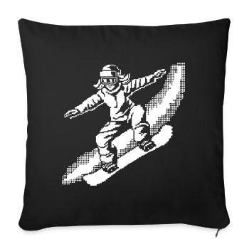 Graphisme Pixel Snowboarder - Housse de coussin décorative 45 x 45 cm - noir - Devant